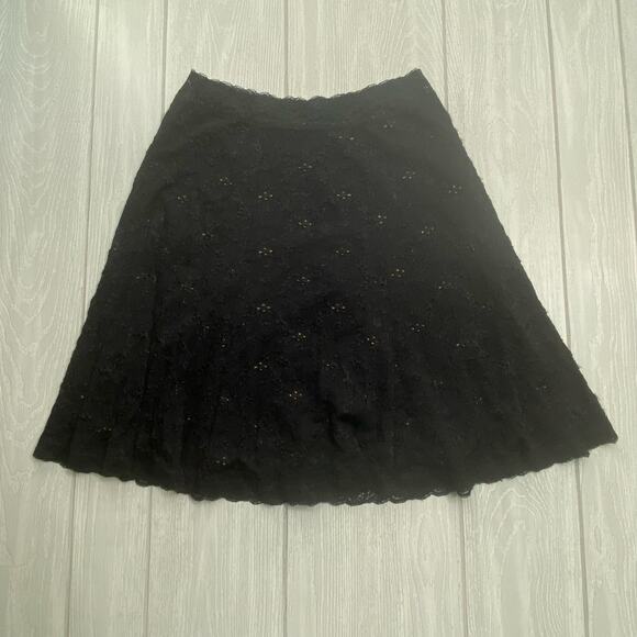CABI WOMEN'S BLACK AND TAN LACE STRETCHY A-LINE SKIRT SIZE MEDIUM - Picture 1 of 6